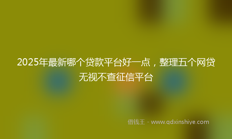 2025年最新哪个贷款平台好一点，整理五个网贷无视不查征信平台