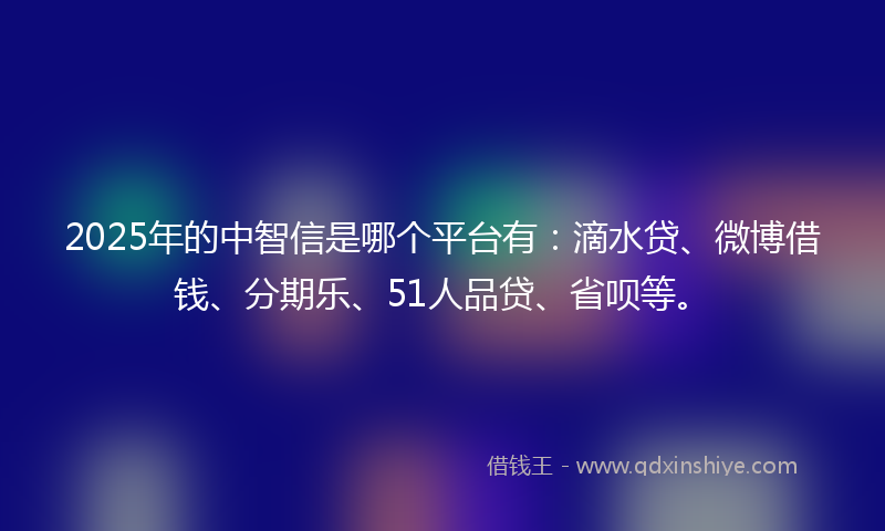 2025年的中智信是哪个平台有：滴水贷、微博借钱、分期乐、51人品贷、省呗等。