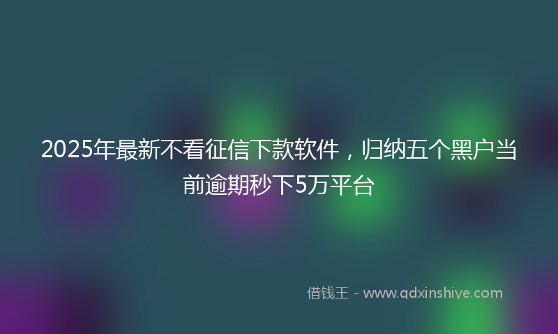 2025年最新不看征信下款软件，归纳五个黑户当前逾期秒下5万平台