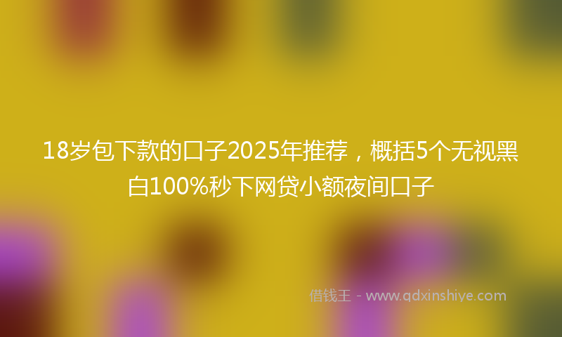 18岁包下款的口子2025年推荐，概括5个无视黑白100%秒下网贷小额夜间口子