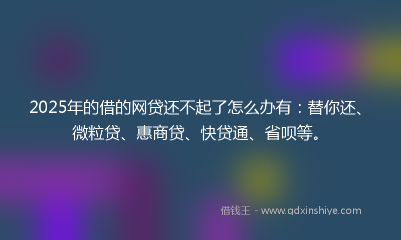 2025年的借的网贷还不起了怎么办有：替你还、微粒贷、惠商贷、快贷通、省呗等。