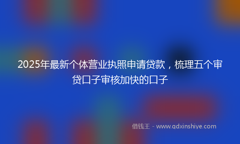 2025年最新个体营业执照申请贷款，梳理五个审贷口子审核加快的口子