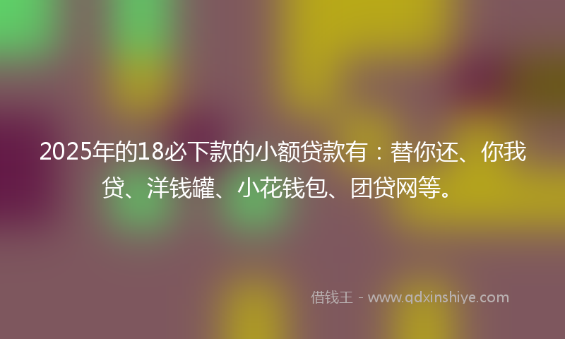 2025年的18必下款的小额贷款有：替你还、你我贷、洋钱罐、小花钱包、团贷网等。