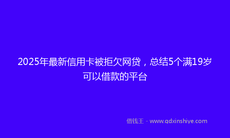 2025年最新信用卡被拒欠网贷，总结5个满19岁可以借款的平台