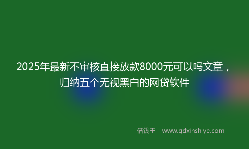 2025年最新不审核直接放款8000元可以吗文章，归纳五个无视黑白的网贷软件