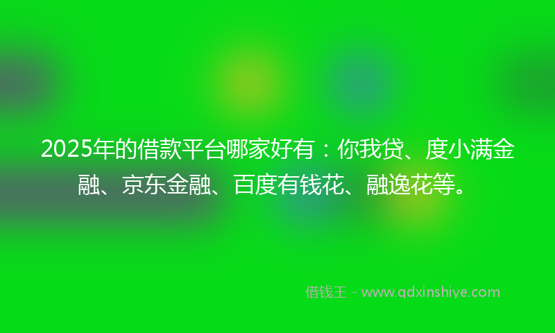 2025年的借款平台哪家好有：你我贷、度小满金融、京东金融、百度有钱花、融逸花等。