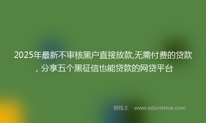 2025年最新不审核黑户直接放款,无需付费的贷款，分享五个黑征信也能贷款的网贷平台