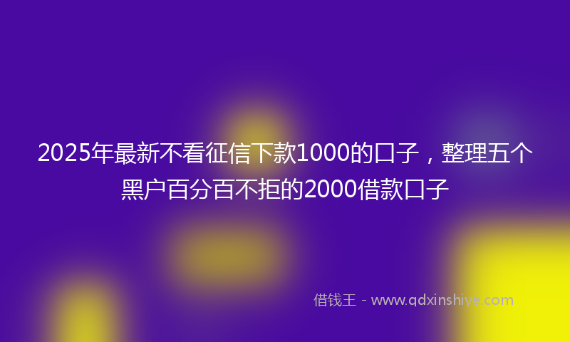 2025年最新不看征信下款1000的口子，整理五个黑户百分百不拒的2000借款口子