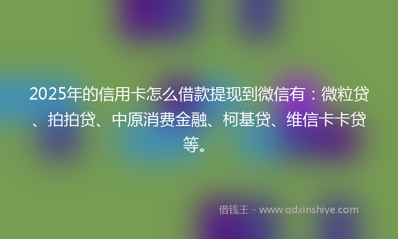 2025年的信用卡怎么借款提现到微信有：微粒贷、拍拍贷、中原消费金融、柯基贷、维信卡卡贷等。