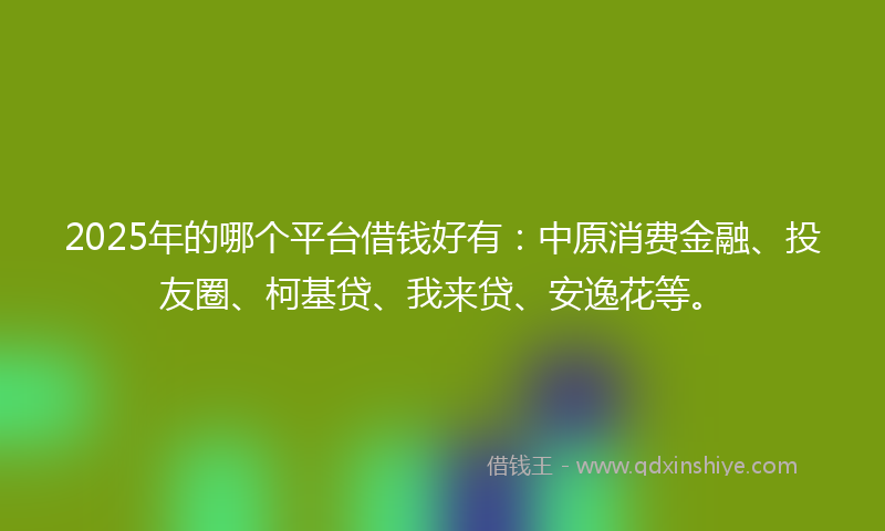 2025年的哪个平台借钱好有：中原消费金融、投友圈、柯基贷、我来贷、安逸花等。