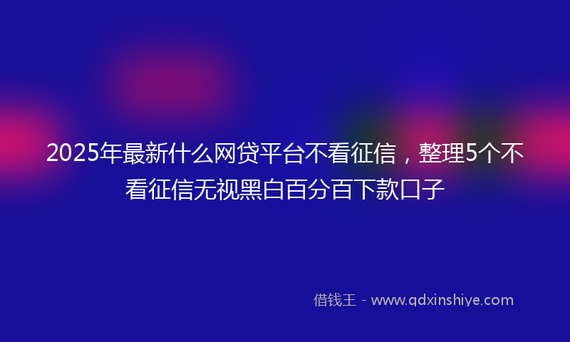 2025年最新什么网贷平台不看征信，整理5个不看征信无视黑白百分百下款口子