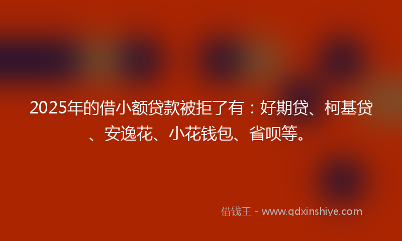 2025年的借小额贷款被拒了有：好期贷、柯基贷、安逸花、小花钱包、省呗等。