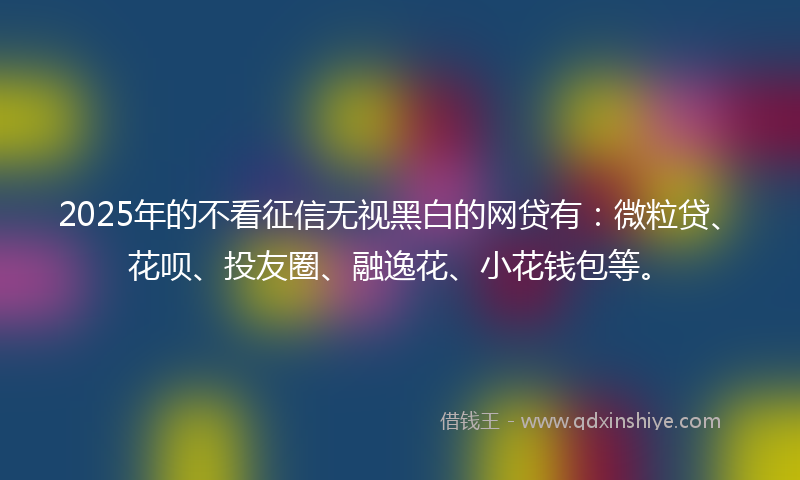 2025年的不看征信无视黑白的网贷有：微粒贷、花呗、投友圈、融逸花、小花钱包等。