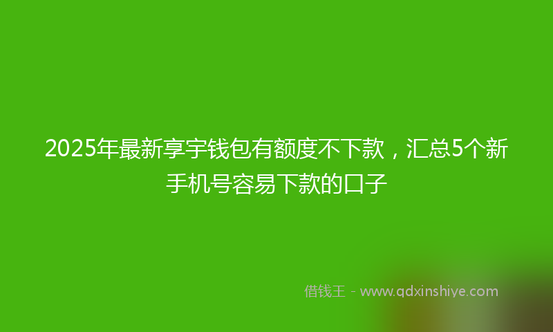 2025年最新享宇钱包有额度不下款，汇总5个新手机号容易下款的口子