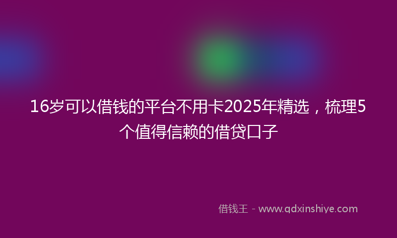 16岁可以借钱的平台不用卡2025年精选，梳理5个值得信赖的借贷口子