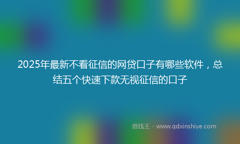 2025年最新不看征信的网贷口子有哪些软件，总结五个快速下款无视征信的口子