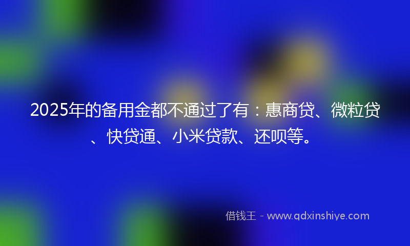 2025年的备用金都不通过了有：惠商贷、微粒贷、快贷通、小米贷款、还呗等。