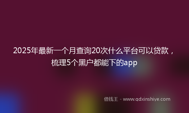 2025年最新一个月查询20次什么平台可以贷款，梳理5个黑户都能下的app