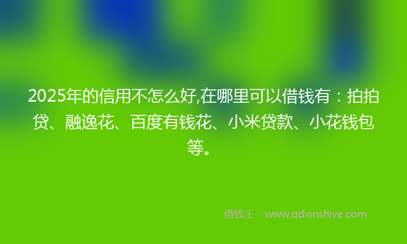 2025年的信用不怎么好,在哪里可以借钱有：拍拍贷、融逸花、百度有钱花、小米贷款、小花钱包等。