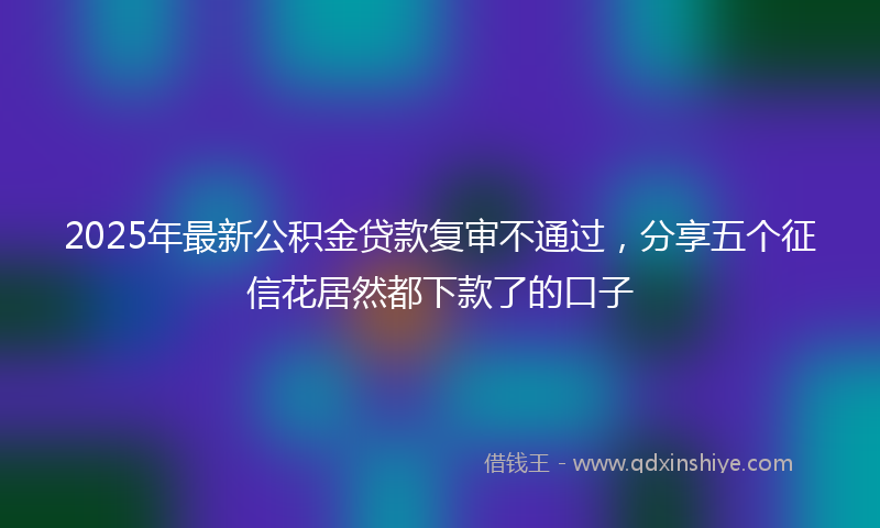 2025年最新公积金贷款复审不通过，分享五个征信花居然都下款了的口子