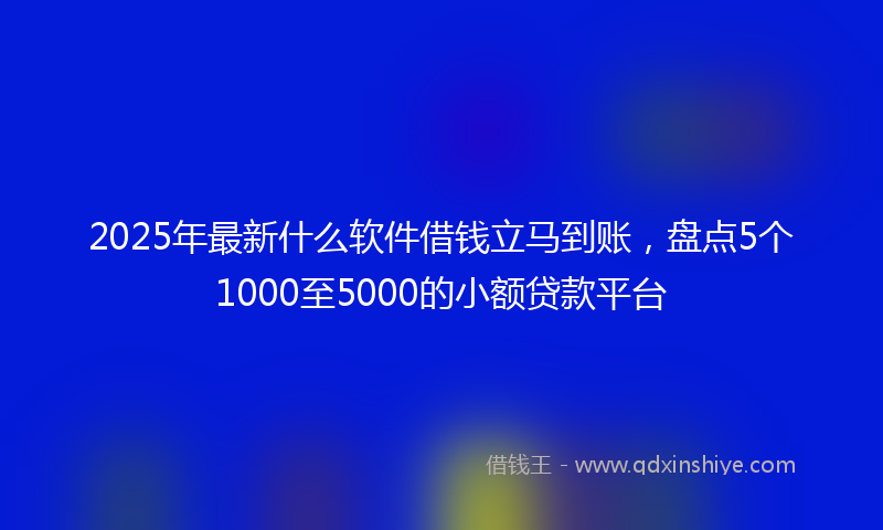 2025年最新什么软件借钱立马到账，盘点5个1000至5000的小额贷款平台