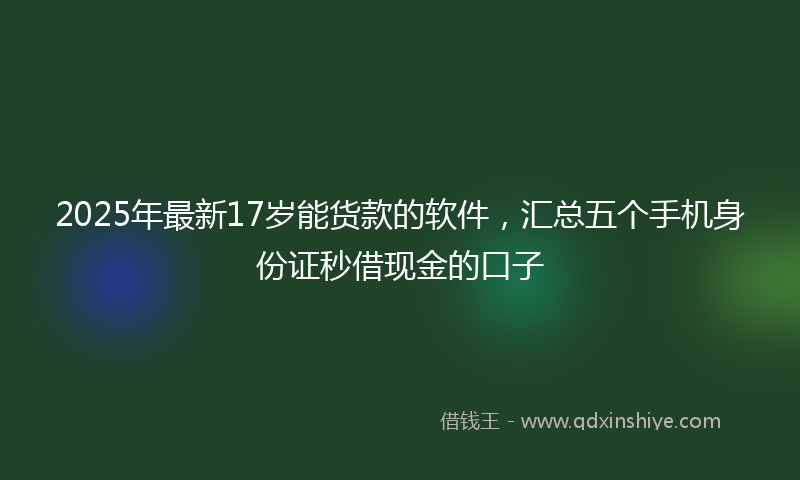 2025年最新17岁能货款的软件，汇总五个手机身份证秒借现金的口子