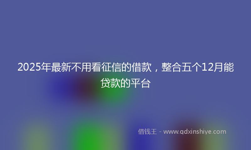 2025年最新不用看征信的借款，整合五个12月能贷款的平台
