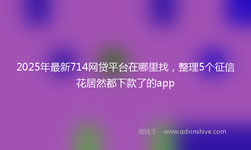 2025年最新714网贷平台在哪里找，整理5个征信花居然都下款了的app
