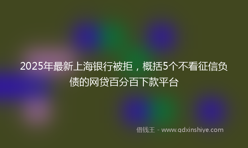 2025年最新上海银行被拒，概括5个不看征信负债的网贷百分百下款平台