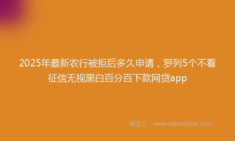 2025年最新农行被拒后多久申请，罗列5个不看征信无视黑白百分百下款网贷app