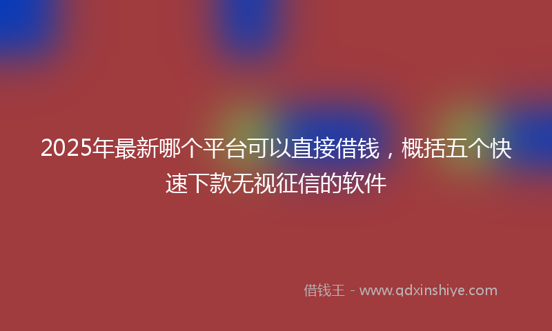 2025年最新哪个平台可以直接借钱，概括五个快速下款无视征信的软件