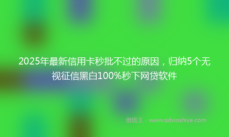 2025年最新信用卡秒批不过的原因，归纳5个无视征信黑白100%秒下网贷软件