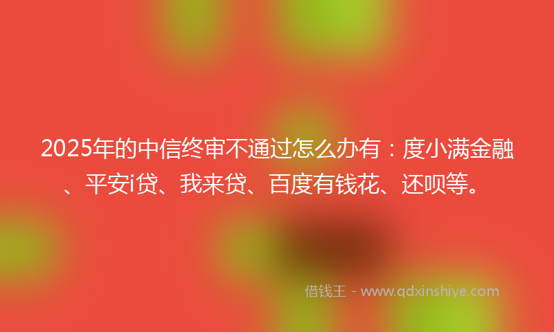 2025年的中信终审不通过怎么办有：度小满金融、平安i贷、我来贷、百度有钱花、还呗等。