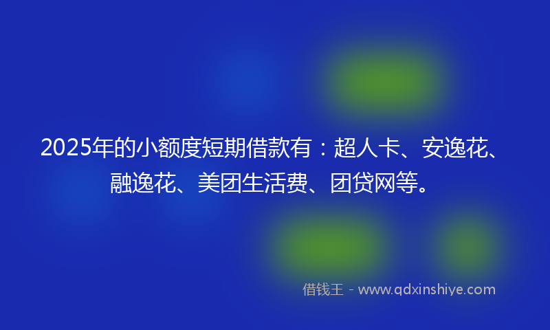 2025年的小额度短期借款有：超人卡、安逸花、融逸花、美团生活费、团贷网等。