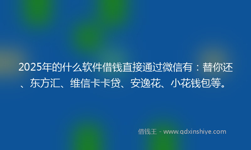 2025年的什么软件借钱直接通过微信有：替你还、东方汇、维信卡卡贷、安逸花、小花钱包等。