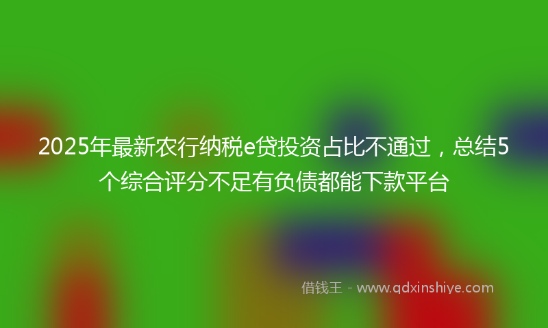 2025年最新农行纳税e贷投资占比不通过，总结5个综合评分不足有负债都能下款平台