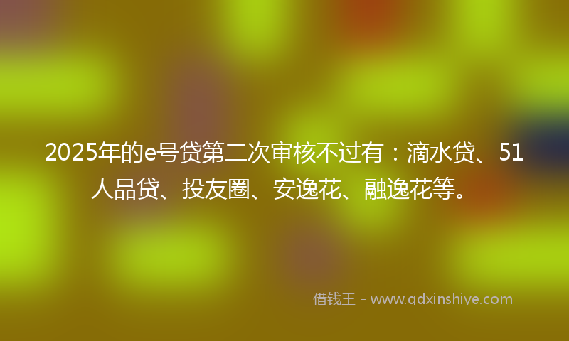 2025年的e号贷第二次审核不过有：滴水贷、51人品贷、投友圈、安逸花、融逸花等。