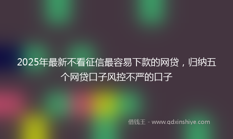 2025年最新不看征信最容易下款的网贷，归纳五个网贷口子风控不严的口子