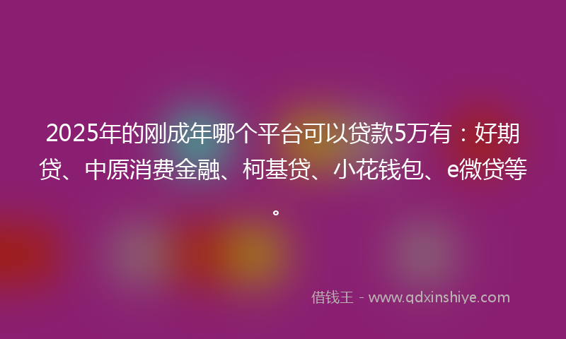 2025年的刚成年哪个平台可以贷款5万有：好期贷、中原消费金融、柯基贷、小花钱包、e微贷等。
