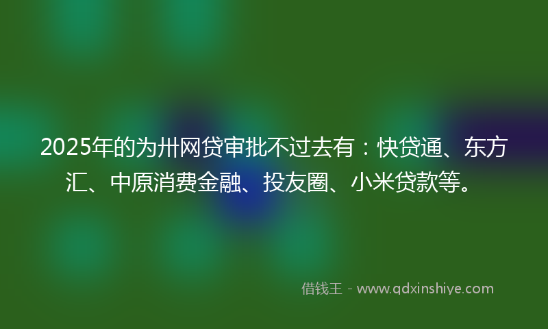 2025年的为卅网贷审批不过去有：快贷通、东方汇、中原消费金融、投友圈、小米贷款等。
