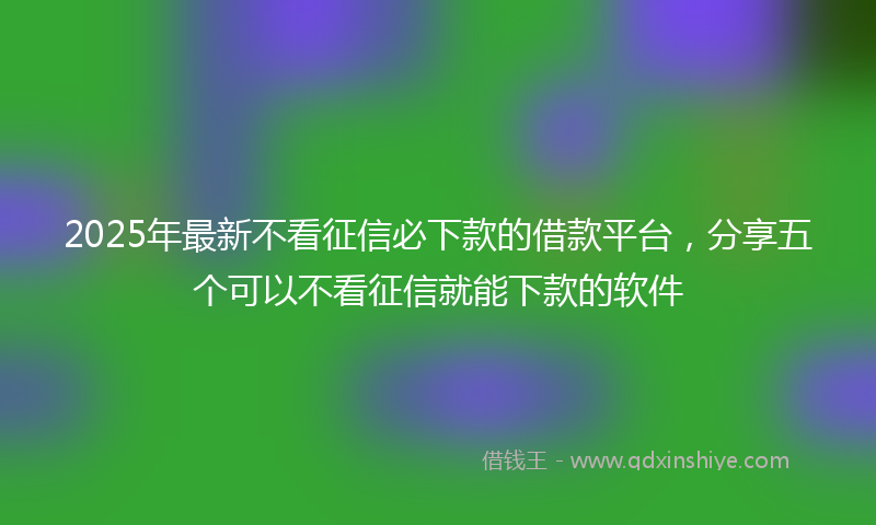 2025年最新不看征信必下款的借款平台，分享五个可以不看征信就能下款的软件