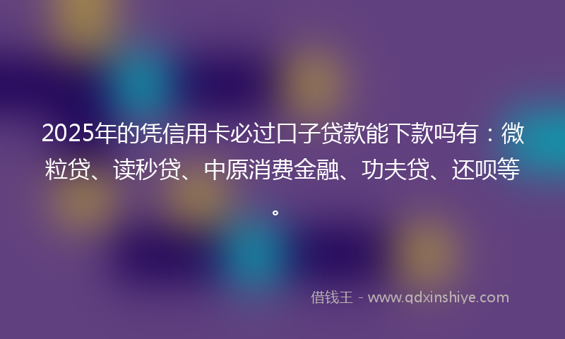 2025年的凭信用卡必过口子贷款能下款吗有：微粒贷、读秒贷、中原消费金融、功夫贷、还呗等。