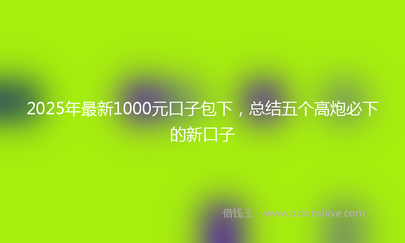 2025年最新1000元口子包下，总结五个高炮必下的新口子