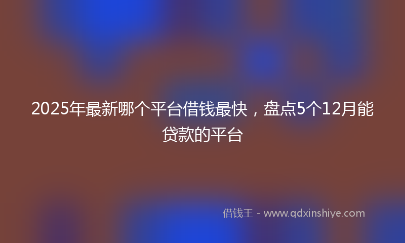 2025年最新哪个平台借钱最快，盘点5个12月能贷款的平台