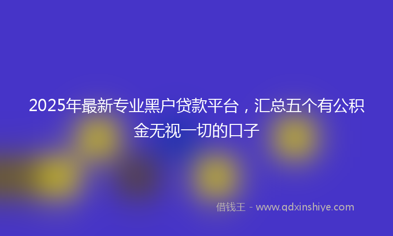 2025年最新专业黑户贷款平台，汇总五个有公积金无视一切的口子