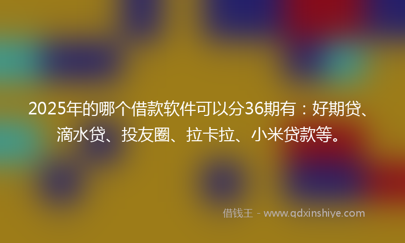2025年的哪个借款软件可以分36期有：好期贷、滴水贷、投友圈、拉卡拉、小米贷款等。