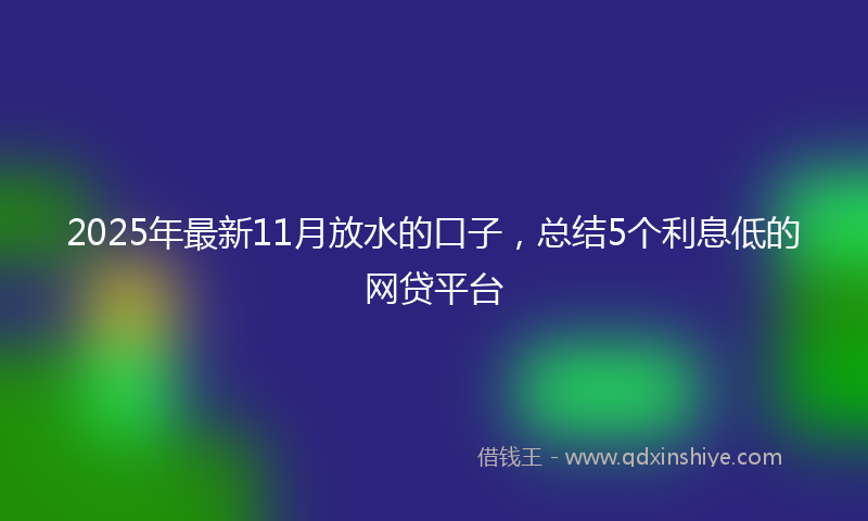 2025年最新11月放水的口子，总结5个利息低的网贷平台