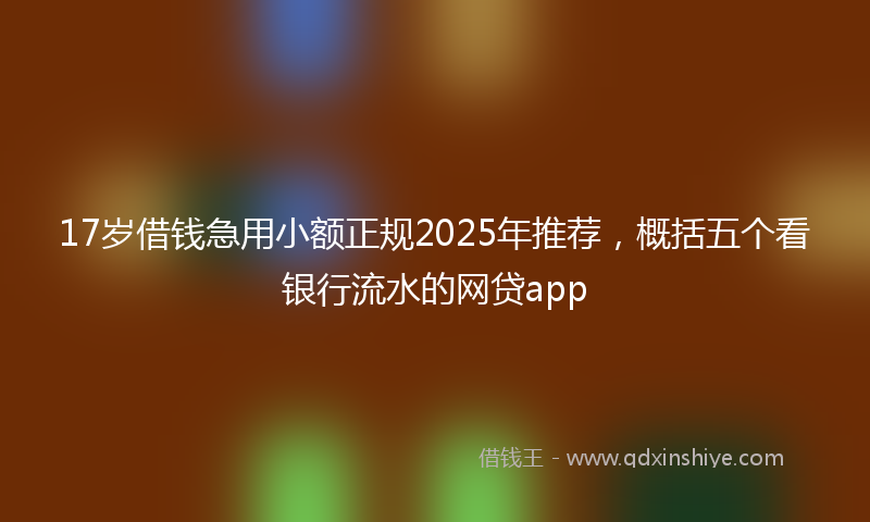 17岁借钱急用小额正规2025年推荐，概括五个看银行流水的网贷app