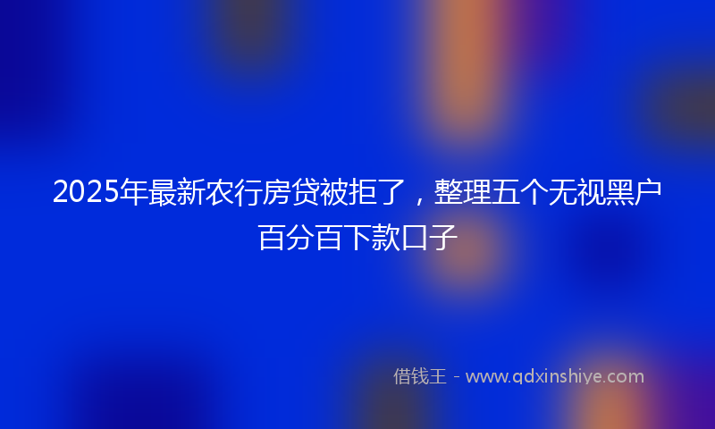 2025年最新农行房贷被拒了，整理五个无视黑户百分百下款口子