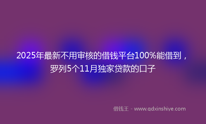 2025年最新不用审核的借钱平台100%能借到，罗列5个11月独家贷款的口子